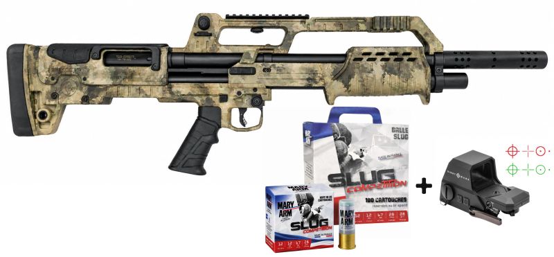 Fusil à pompe HATSAN BULL TAC CAMO "Pack SIGHTMARK Slug Compétition" cal.12/76 