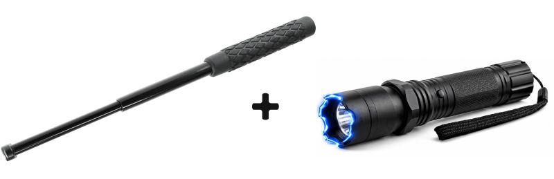 Taser lampe torche PRAGA BETA / 2 400 000 Volts - Matraque télescopique de poche (43 cm)