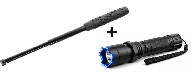 Taser lampe torche PRAGA BETA / 2 400 000 Volts - Matraque de poche PERFECTA Acier (43 cm)