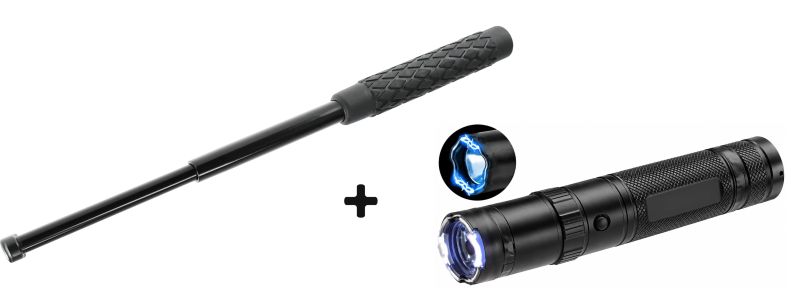 Taser lampe torche UX X6 250 Lumens / 10 000 000 Volts - Matraque de poche PERFECTA Acier (43 cm)