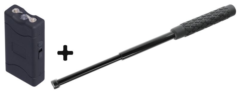 Taser de poche UX Mini 5 000 000 Volts RECHARGEABLE avec Led - Matraque télescopique de poche ''Protection Baton'' Acier (50 cm)