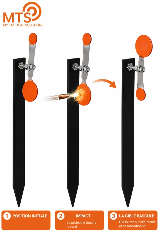 Cible de tir metallique rotative MTS Field Target 2 cibles rondes BULL'S EYE