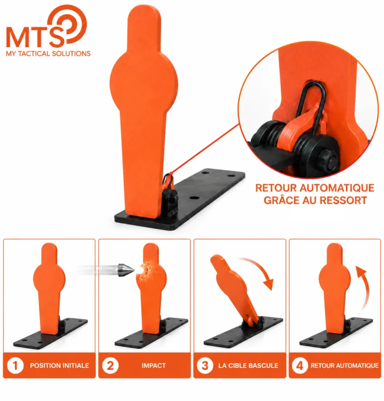 Cible de tir métal POP-UP MTS Gong visuel Silhouette épaisseur 5mm cal.4,5mm - 22 Lr