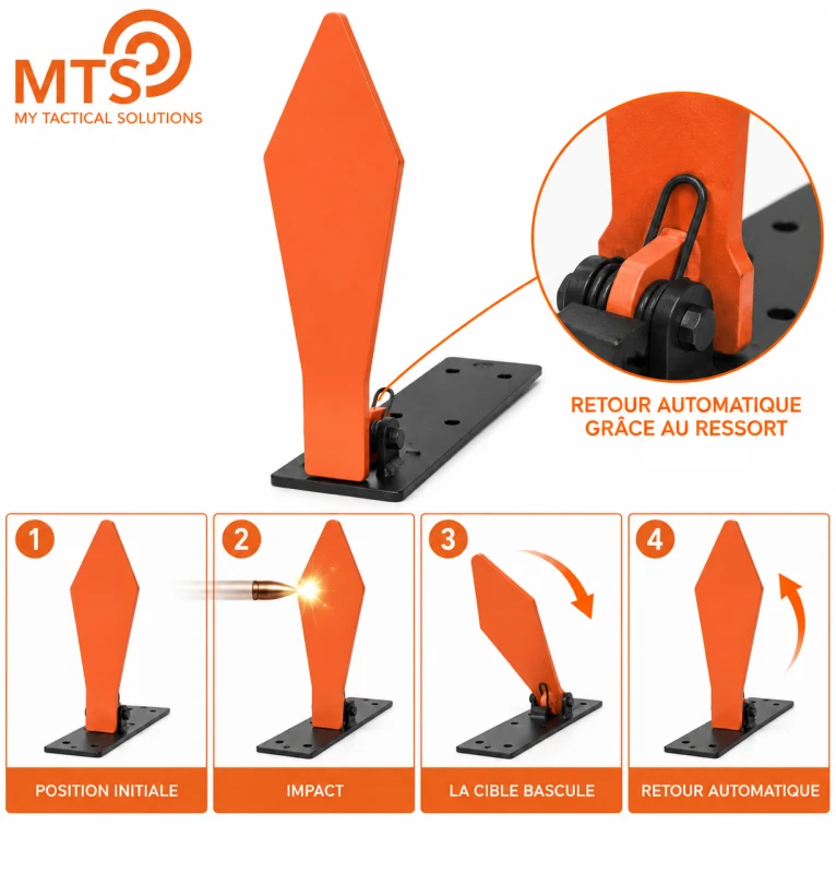 Cible de tir métal POP-UP MTS Gongs visuel Losange épaisseur 5mm cal.4,5mm - 22 Lr
