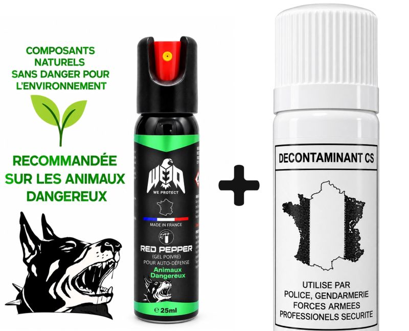 "Pack sortie" Bombe poivre We Protect 25ml + Décontaminant