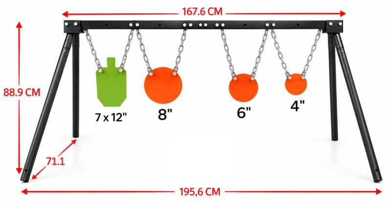 Cible de tir MTS 4 Gongs HARDOX 500 (AR500) sur support - 10mm