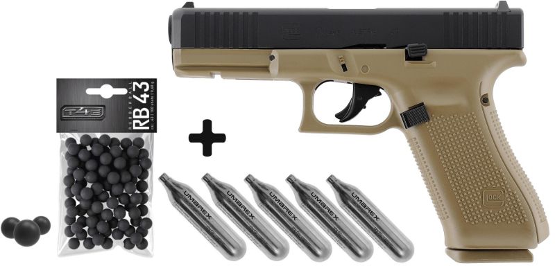 Pistolet T4E GLOCK 17 Gen5 Coyote cal.43 "Pack prêt à tirer"