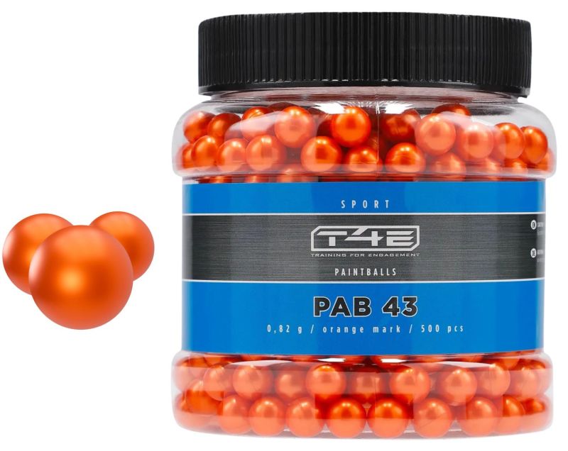 Boite de 500 Billes Paintball Bio Orange T4E Sport PAB cal.43