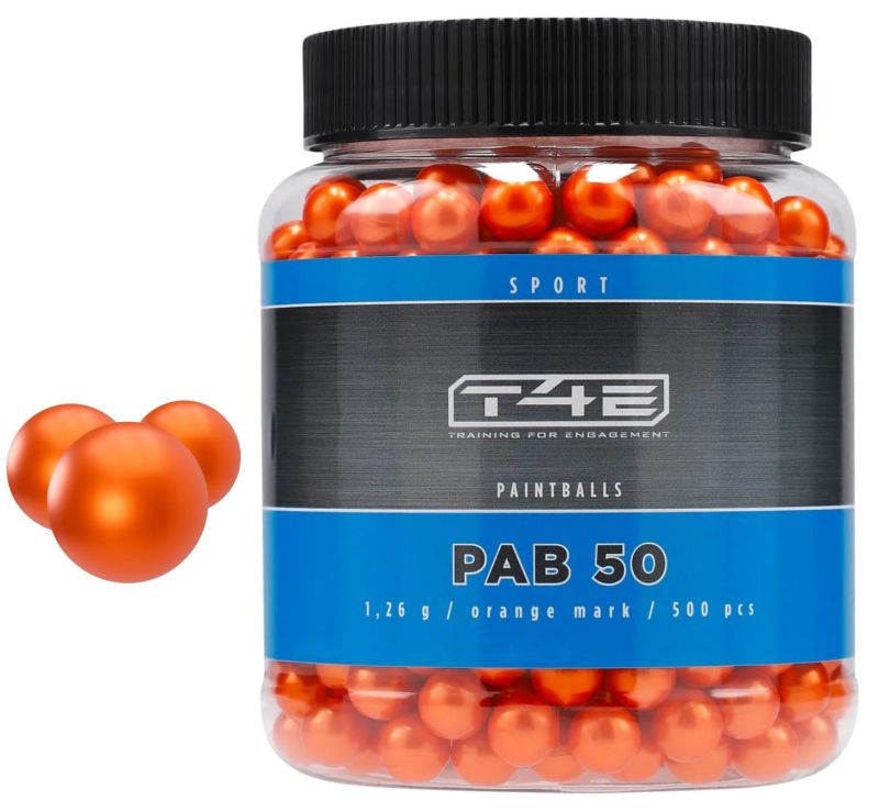Boite de 500 Billes Paintball Bio Orange T4E Sport PAB cal.50