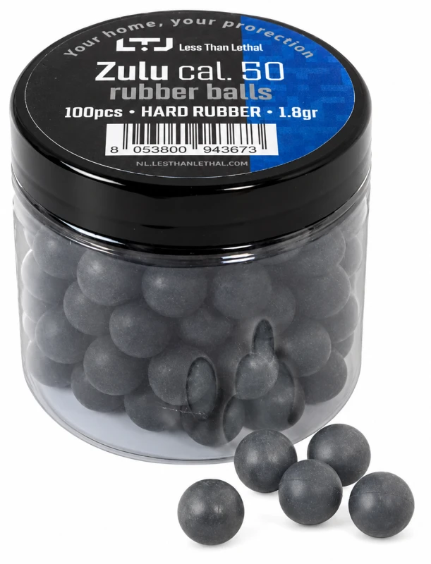 Boite de 100 Billes caoutchouc ZULU Légères LTL cal.50 (12.7mm) 1.8g