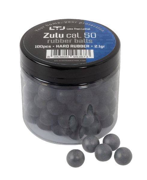 Boite de 100 Billes caoutchouc ZULU Légères LTL cal.50 (12.7mm) 2.1g