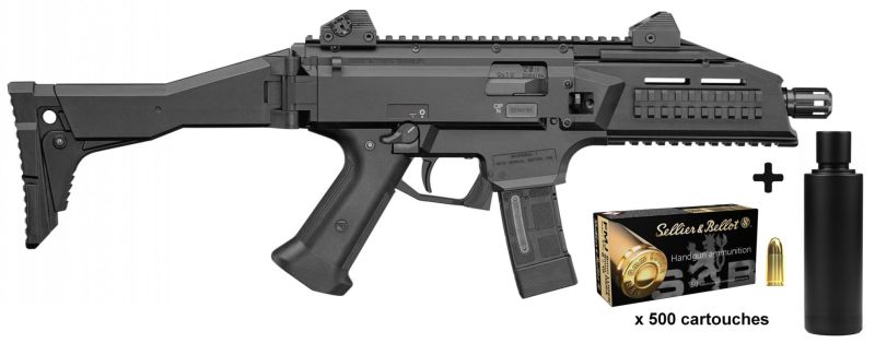 CZ SCORPION EVO 3 S1 cal.9x19 "Pack silencieux ASE UTRA Sl4i Black & 500 cartouches S&B"