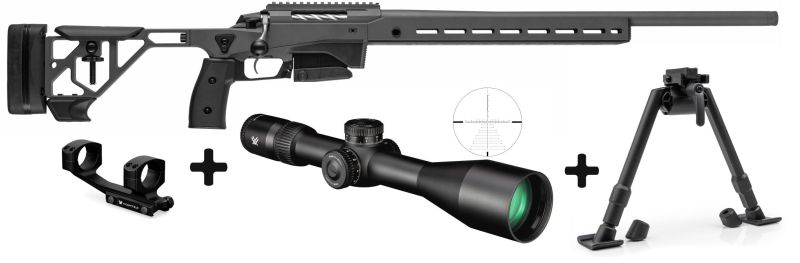 TIKKA T3X ACE TARGET Black Steel 23.7" cal.308 Win "Pack VORTEX VENOM 5-25x56 FFR -  bipied Optipod"