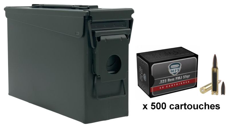 MFS cal.223 Rem Target FMJ 55gr /Caisse Olive 500 cartouches