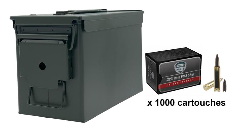 MFS cal.223 Rem Target FMJ 55gr /Caisse Olive 1000 cartouches
