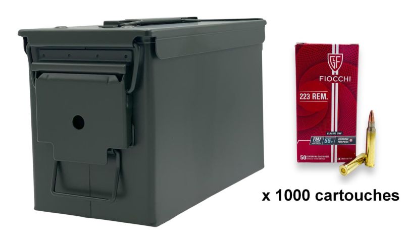 FIOCCHI cal.223 Rem FMJ 55gr /Caisse Olive 1000 cartouches