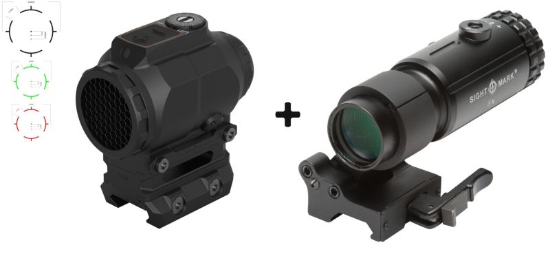 Pack SIGHTMARK Viseur point rouge Prismatique STRIKON FMP 1x18 Rét. RTR-1 - Magnifier Tactical LQD 5x