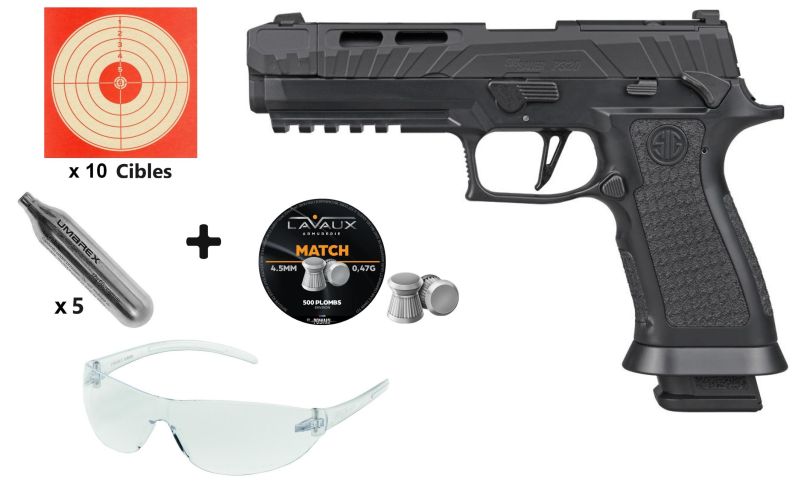 Pistolet à plombs SIG SAUER P320 SPECTRE COMP BLACKOUT Black cal.4,5mm "Pack loisir"