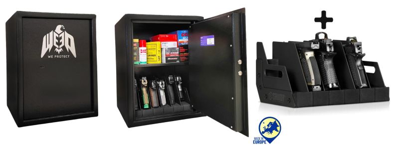 Coffre WE PROTECT Shooter Classic avec Rack 6 armes de poing et munitions (20kg)