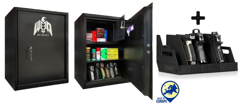 Coffre WE PROTECT Shooter "Spécial Cat.B avec Rack 6 armes de poing" - munitions avec coffre intérieur (34kg)