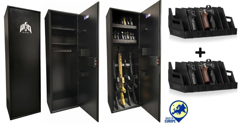 Coffre WE PROTECT Shooter Competition 8 carabines AR15 -  16 armes de poings avec racks (42kg)