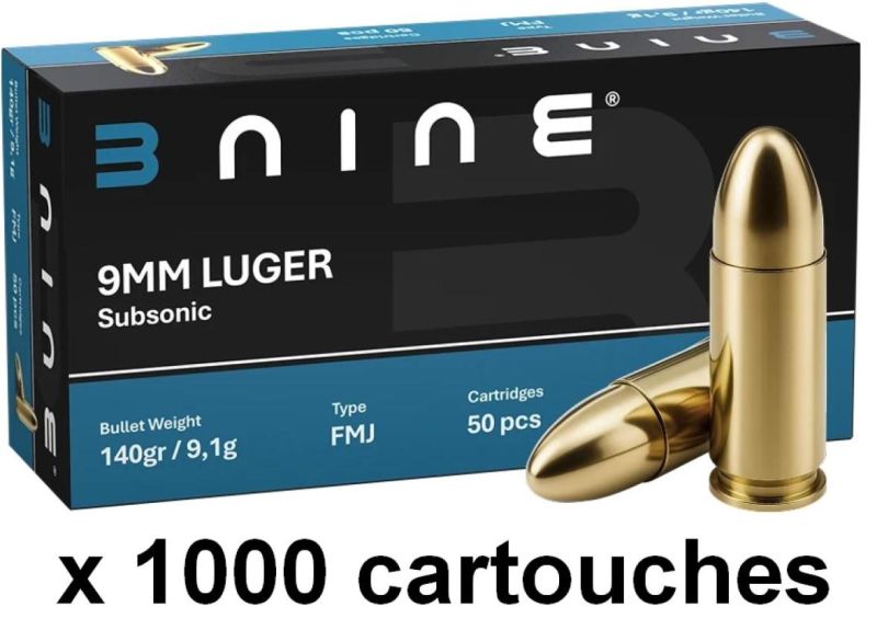 B NINE cal.9mm PARA FMJ SUBSONIC (140gr) /1000
