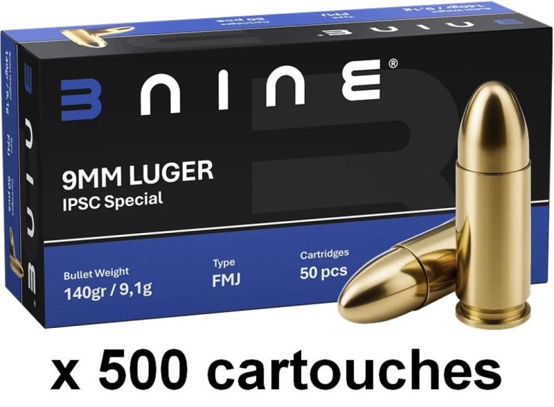 B NINE cal.9mm PARA FMJ IPSC Spécial (140gr) /500