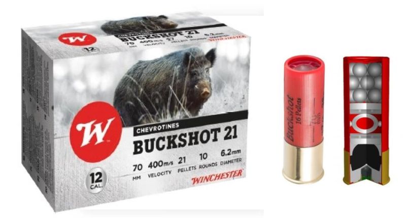 Chevrotines 21 grains WINCHESTER BuckShot cal.12/70 (boite de 10)