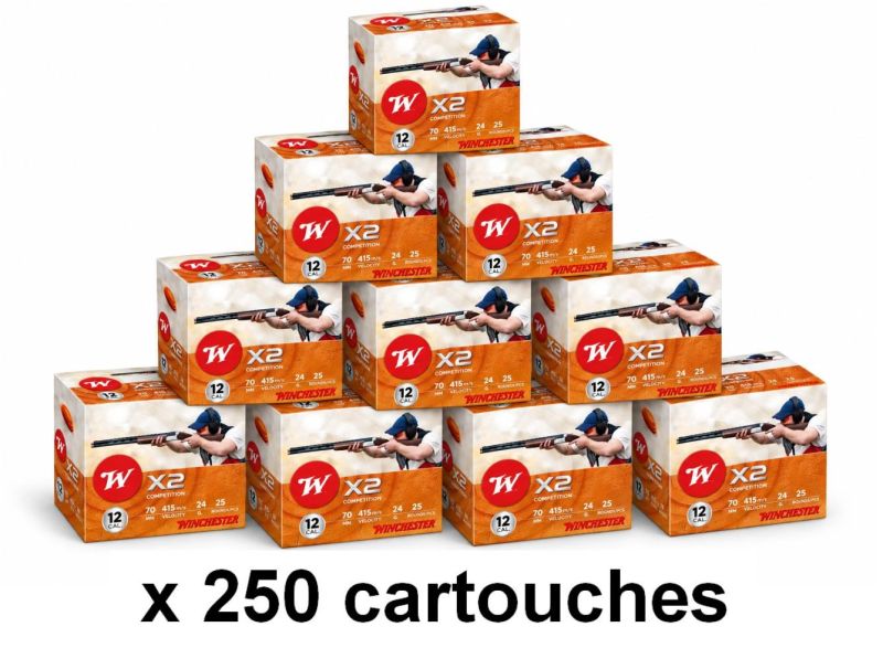 Cartouches de sport WINCHESTER X2 Competition cal.12/70 BJ 24gr - n°7,5 (boite de 250)