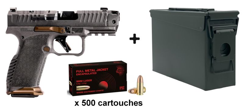 Pistolet CANIK METE MC9 PRIME RADIAN Grey "Pack 500 cartouches en caisse militaire"