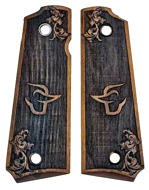 Plaquettes noyer MBT GRIPS "Flower TAURUS" pour pistolet 1911