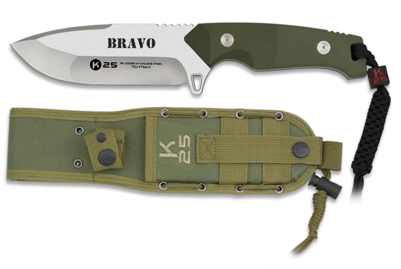 Couteau K25 Tactical Knife BRAVO Vert Lame 12,5cm