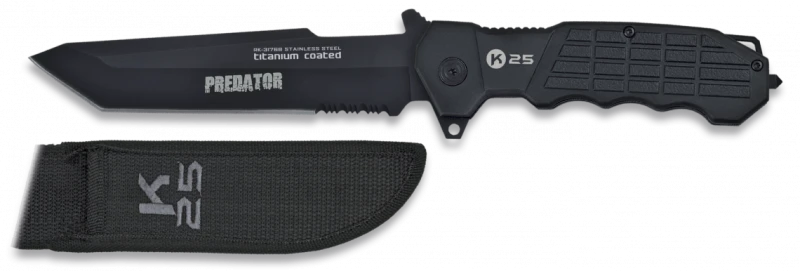 Couteau K25 Tactical Knife PREDATOR Noir Lame 14cm