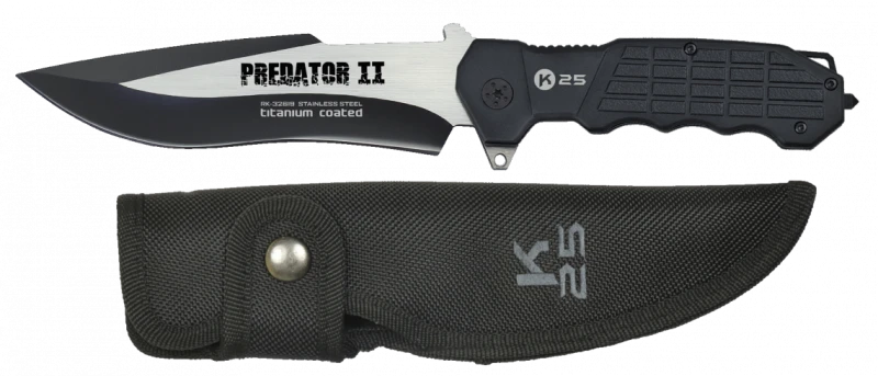 Couteau K25 Tactical Knife PREDATOR II Noir Lame 14cm