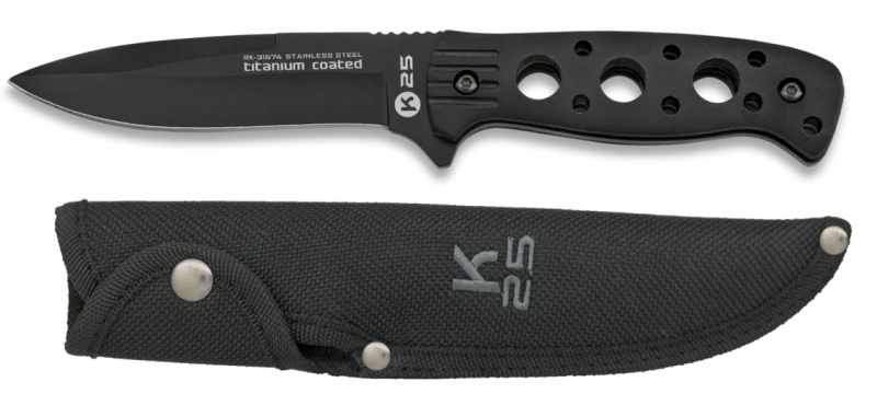 Couteau K25 Tactical Knife Noir Lame 12cm