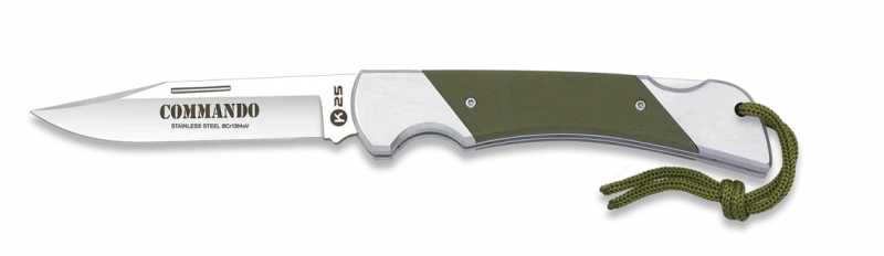 Couteau pliant K25 Tactical Knife COMMANDO Vert Lame 10,5cm