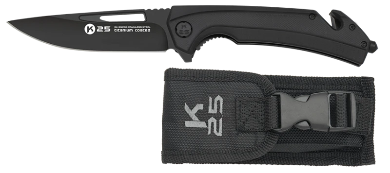 Couteau pliant K25 Tactical Knife G10 Noir Lame 9cm