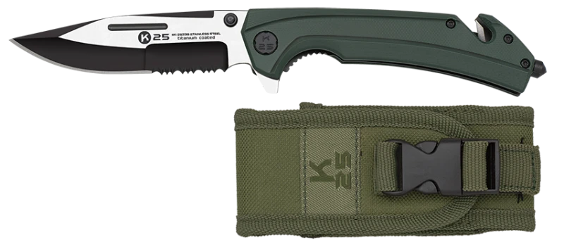 Couteau pliant K25 Tactical Knife G10 Vert Lame 9cm