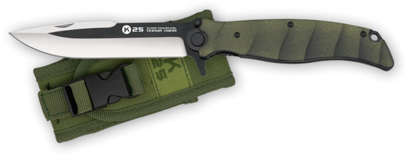 Couteau pliant K25 Tactical Knife G10 Vert Lame 13cm