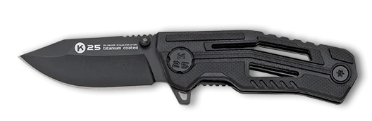 Couteau pliant K25 Tactical Knife G10 Noir Lame 5cm