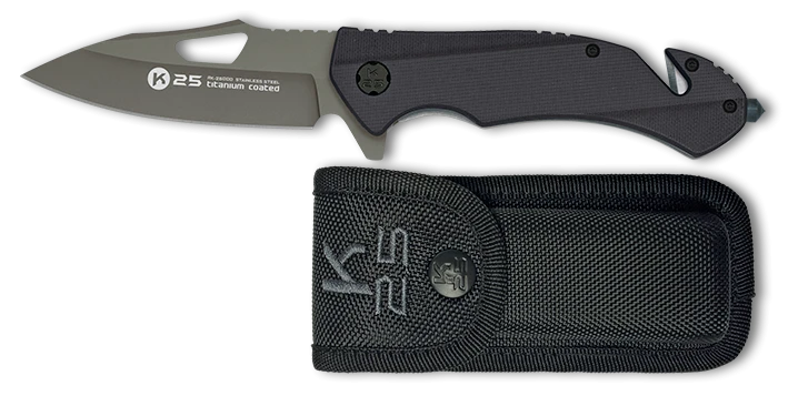 Couteau pliant K25 Tactical Knife G10 Black Lame 8,8cm