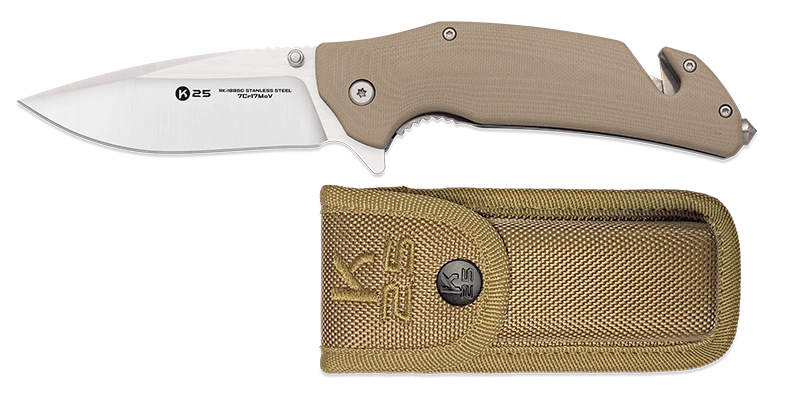 Couteau pliant K25 Tactical Knife G10 GNC Coyote Lame 9cm