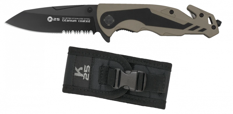 Couteau pliant K25 Tactical Knife G10 Coyote/Noir Lame 8,8cm