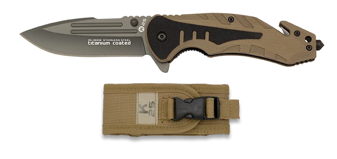 Couteau pliant K25 Tactical Knife G10 Coyote/Noir Lame 8,7cm