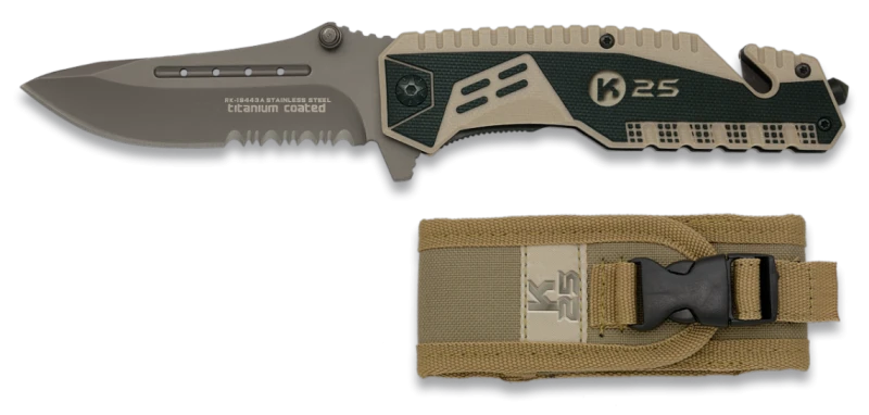 Couteau pliant K25 Tactical Knife G10 Attraction II Coyote/Noir Lame 8,9cm