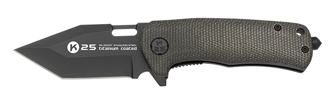 Couteau pliant K25 Tactical Knife Micarta Noir Lame 6,5cm