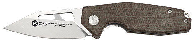 Couteau pliant K25 Tactical Knife Micarta Caramel Lame 6,5cm