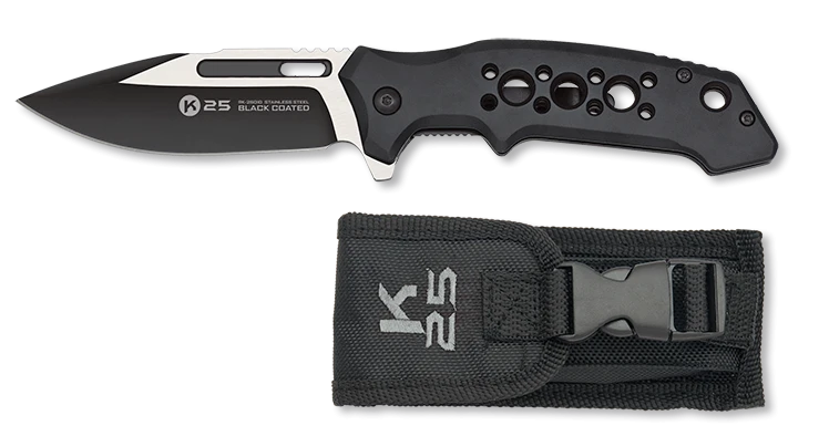 Couteau pliant K25 Tactical Knife Alunimium Noir Lame 8.5cm