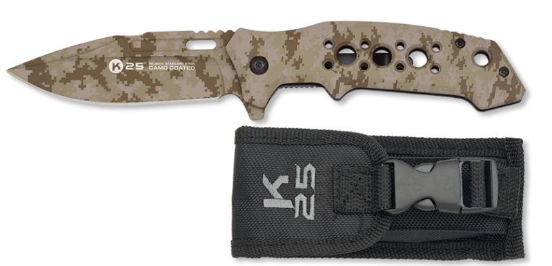 Couteau pliant K25 Tactical Knife Alunimium Camo Lame 8.5cm