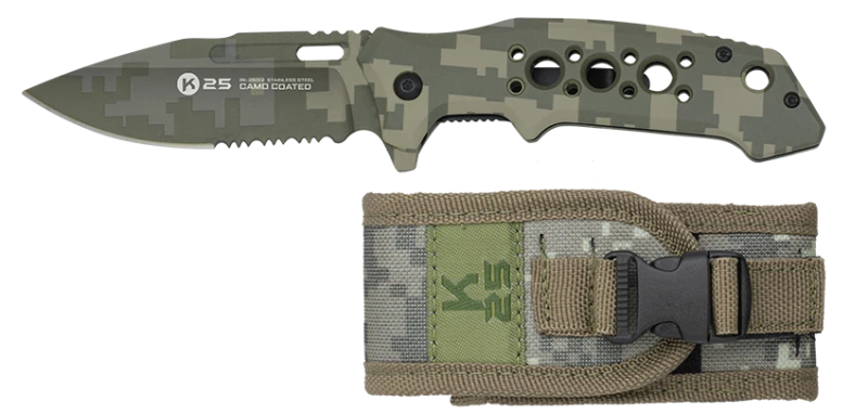 Couteau pliant K25 Tactical Knife Alunimium Digital Camo Lame 8.5cm